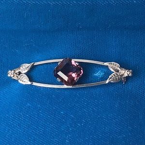 Antique sterling silver Scottish amethyst brooch
